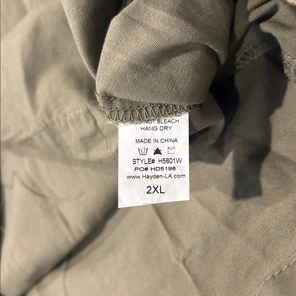 Hayden Embroidered Utility Jacket olive green Size 2x Cinch waist Snap Closure - Picture 7 of 8
